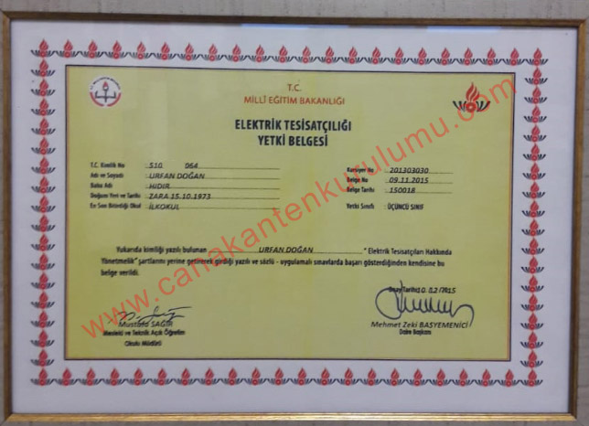 Elektrikçi yetki belgesi
